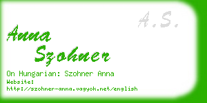 anna szohner business card